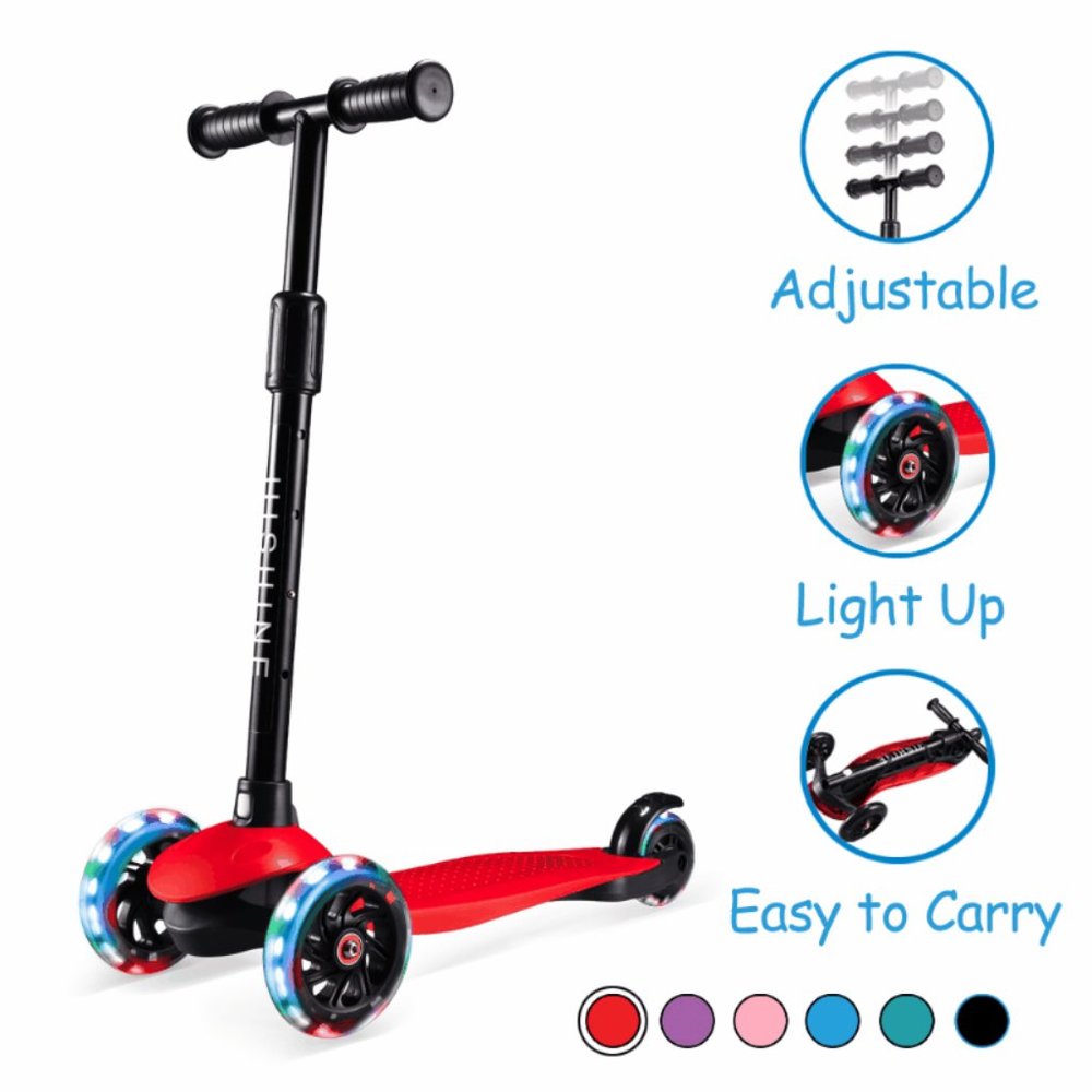 Kick Scooter for Kids with 3 Light Up Wheels and Adjustable Height for 2-7 Yea